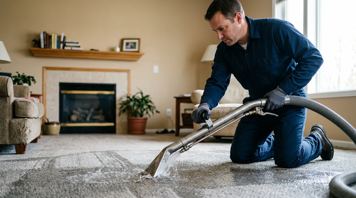 Water damage restoration technician working near Van Orin, IL
